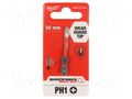 Screwdriver bit; Phillips; PH1; Kind: impact; Overall len: 50mm Milwaukee MW-4932471564