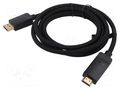 Cable; DisplayPort plug,HDMI plug; PVC; textile; Len: 2m; black VENTION HFKBH