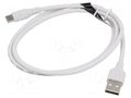 Cable; USB 2.0; USB A plug,USB C plug; nickel plated; 3m; white VENTION CTHWI