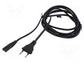 Cable; 2x0.75mm2; CEE 7/16 (C) plug,IEC C7 female; PVC; 3m; black SAVIO SAVKABELCL-105