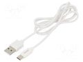 Cable; USB 2.0; USB A plug,USB C plug; 1m; white; 480Mbps; 2.1A SAVIO SAVKABELCL-125