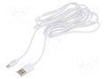 Cable; USB 2.0; USB A plug,USB B micro plug; 3m; white; 480Mbps SAVIO SAVKABELCL-167