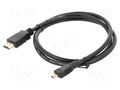 Cable; HDMI plug,micro HDMI plug; HDMI 1.4; Len: 1m; black; 32AWG SAVIO SAVKABELCL-39
