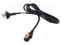 Cable; 3x1mm2; GB 2099 plug,IEC C13 female; PVC; 2m; with locking SCHURTER 6051.2032