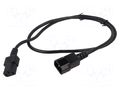 Cable; 3x18AWG; IEC C13 female,IEC C14 male; PVC; 1m; black; 10A Qualtek Electronics 318002-01