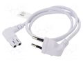Cable; CEE 7/16 (C) plug angled,IEC C7 female angled; PVC; 0.7m Goobay SN15-02/07/007W
