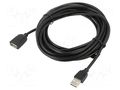 Cable; USB 2.0; USB A socket,USB A plug; nickel plated; 5m; black VENTION VAS-A44-B500