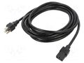 Cable; 3x18AWG; IEC C13 female,NEMA 5-15 (B) plug; PVC; 4.6m Qualtek Electronics 312127-01