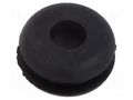 Grommet; Ømount.hole: 6.35mm; Øhole: 3.18mm; rubber; black KEYSTONE KEYS733