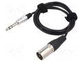 Cable; Jack 6,3mm 3pin plug,XLR male 3pin; 1.5m; black; 0.08mm2 TASKER TAS-TK075