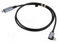 Cable; USB 2.0; USB C plug,USB C angled plug; 1m; black; 480Mbps LOGILINK CU0182