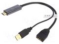 Adapter; DisplayPort socket,HDMI plug,USB A plug; 0.2m; black DIGITUS AK-330101-002-S