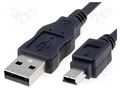 Cable; USB 2.0; USB A plug,USB B mini plug; 1.8m; black; Canon Goobay CAB-MUSB-A5/1.8