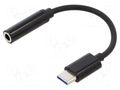 Cable; USB 3.1; Jack 3.5mm socket,USB C plug; 0.12m; black SAVIO SAVAK-35/B