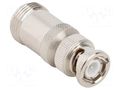 Adapter; BNC male,N female; Insulation: PTFE; 50Ω; brass; 11GHz AMPHENOL RF 031-217