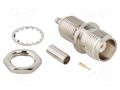 Connector: TNC; socket; female; straight; 50Ω; soldering,crimped AMPHENOL RF 122487