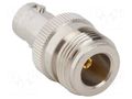 Adapter; BNC female,N female; Insulation: PTFE; 50Ω; brass; 4GHz AMPHENOL RF 242100