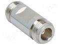 Adapter; N female,both sides; Insulation: PTFE; 50Ω; brass AMPHENOL RF AD-NJNJ-2