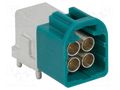 Connector: Mini FAKRA; socket; male; angled 90°; on PCBs; THT; 50Ω AMPHENOL RF FM4-NZRP-PCB-1