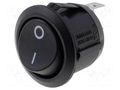 ROCKER; SPST; Pos: 2; ON-OFF; 10A/250VAC; black; none; R13; round BULGIN AE-R13112AAAA