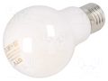 LED lamp; milky; E27; 230VAC; 8W; 360°; 4000K GTV Poland LD-A60FLE8M-40