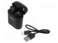 Wireless headphones with microphone; black; USB B micro; 10m SAVIO SAVSLTWS-02