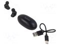 Wireless headphones with microphone; black; USB C; with LED SAVIO SAVSLTWS-10