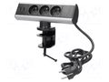 Plug socket strip: furniture; IP20; 3680W; black,silver; 230VAC VIRONE VIR-FS-7