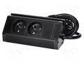 Plug socket strip: furniture; IP20; 3680W; black; 230VAC; 1.5m VIRONE VIR-FS-12/B