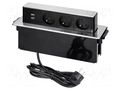 Plug socket strip: furniture; IP20; 3680W; steel; Cutout: 56x250mm ORNO OR-GM-9009/B-G