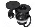 Plug socket strip: furniture; IP20; 3680W; black; Cutout: Ø62mm ORNO OR-GM-9028