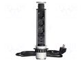 Plug socket strip: furniture; IP20; 3680W; silver; Cutout: Ø63mm ORNO OR-AE-1349-SCHUKO
