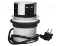 Plug socket strip: furniture; IP20; 3680W; silver; Cutout: Ø104mm ORNO OR-AE-1342-SCHUKO