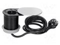 Plug socket strip: furniture; 3680W; silver; Cutout: Ø64mm; 250VAC ORNO OR-AE-13124-SCHUKO
