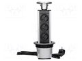 Plug socket strip: furniture; IP20; 3680W; silver; Cutout: Ø82mm VIRONE VIR-FS-18