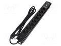 Plug socket strip: protective; Sockets: 8; 230VAC; 16A; black; 3m ORNO ORAE13244GS/B/3M