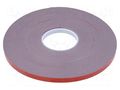 Tape: fixing; W: 12mm; L: 33m; Thk: 1.1mm; double-sided; acrylic; grey AFTC AFTC-5341-12MM-33M