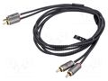 Cable; RCA plug x2,both sides; 0.5m; Plating: gold-plated; PVC Goobay GOOBAY-PLUS-65291