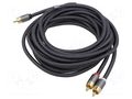 Cable; RCA plug,RCA plug x2; 5m; Plating: gold-plated; black-grey GOOBAY GOOBAY-PLUS-65302