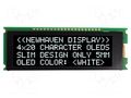 Display: OLED; alphanumeric; 20x4; Dim: 92x31.5x6.5mm; white; 1x20 NEWHAVEN DISPLAY INTERNATIONAL NHD-0420CW-AW3
