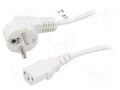 Cable; CEE 7/7 (E/F) plug angled,IEC C13 female; PVC; 1.5m; 10A Goobay SN326-3/10/1.5WH