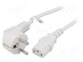 Cable; 3x1mm2; CEE 7/7 (E/F) plug angled,IEC C13 female; PVC GOOBAY SN326-3/10/2.5WH