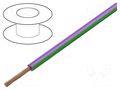 Wire; H05V-K,LgY; stranded; Cu; 1mm2; PVC; violet-green; 300V,500V BQ CABLE LGY1.0-VI/GR