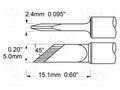 Tip; knife; 5mm; 421°C; for soldering station; SmartHeat® METCAL SFV-DRK45A