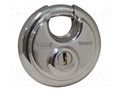 Padlock; round,shackle; stainless steel; A: 60mm; B: 13mm; C: 8mm KASP KA-K16060D