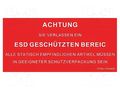Information board; ESD; 150x300mm; red; Language: DE STATICTEC PRT-STSRL150300DE