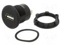 Adapter; USB A socket,both sides; USB 2.0; Thread: M22; 1÷10mm ONPOW USB-01C-BK
