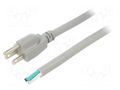 Cable; 3x14AWG; NEMA 5-15 (B) plug,wires; PVC; 5m; grey; 13A; 125V LIAN DUNG S21-3/14/5GY