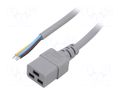 Cable; 3x1.5mm2; IEC C19 female,wires; PVC; Len: 1.8m; grey; 16A LIAN DUNG SN26-3/15/1.8GY