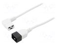 Cable; 3x1.5mm2; IEC C19 female angled,IEC C20 male; PVC; 1m LIAN DUNG WN116-3/15/1WH